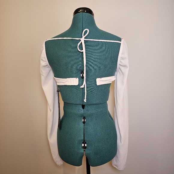 NWT White Fox white chiffon long sleeve crop top size XS US - Picture 4 of 8